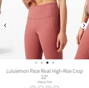 EUC lululemon pace rival crops, cherry tint